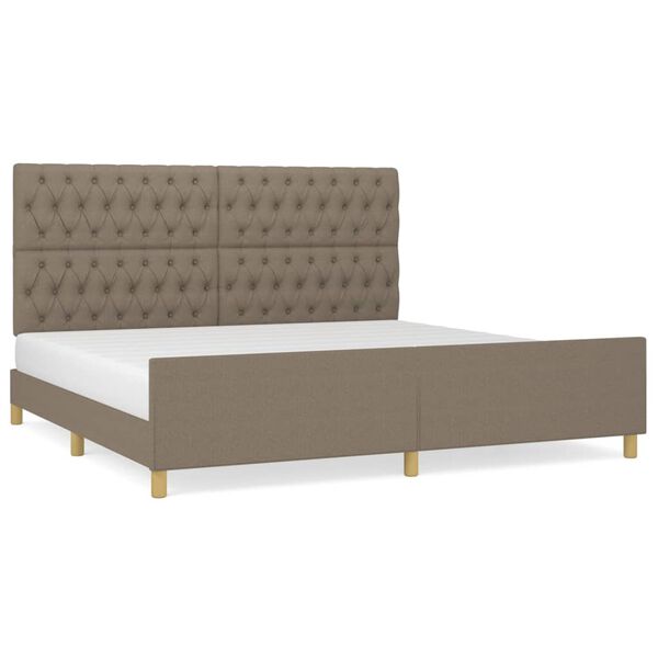 vidaXL Cadre de lit sans matelas et t&ecirc;te de lit taupe 200x200 cm tissu