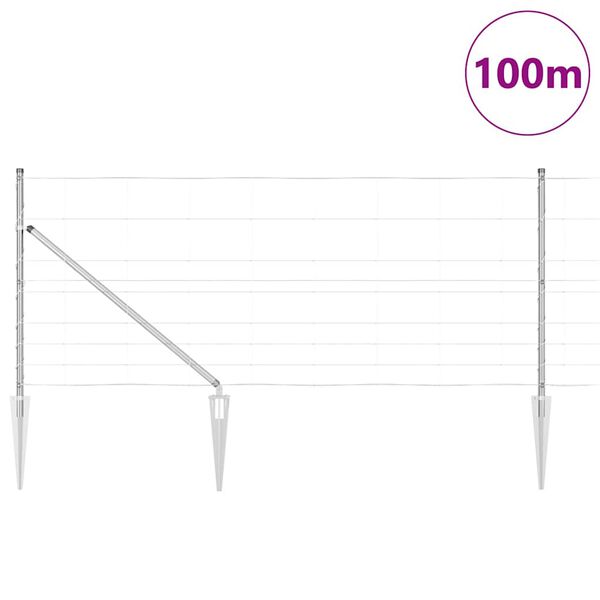 vidaXL Poteau de cl&ocirc;ture. Galvanis&eacute; 100 x 1 m Acier