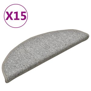 vidaXL Tapis d'escalier 15 pi&egrave;ces 56 x 17 x 3 cm Gris clair Demi-rond