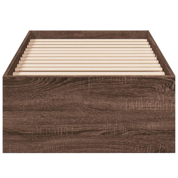 vidaXL Cadre de lit sans matelas ch&ecirc;ne marron 75x190cm bois ing&eacute;nierie