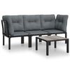 vidaXL Salon de jardin 4 pcs noir et gris r&eacute;sine tress&eacute;e