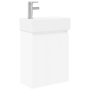 vidaXL Meuble de salle de bain avec robinet Blanc 45,5 x 22,5 x 84 cm