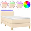 vidaXL Sommier &agrave; lattes de lit avec matelas LED Cr&egrave;me 90x200 cm Tissu
