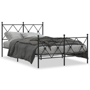 vidaXL Cadre de lit m&eacute;tal sans matelas avec pied de lit noir 120x200cm