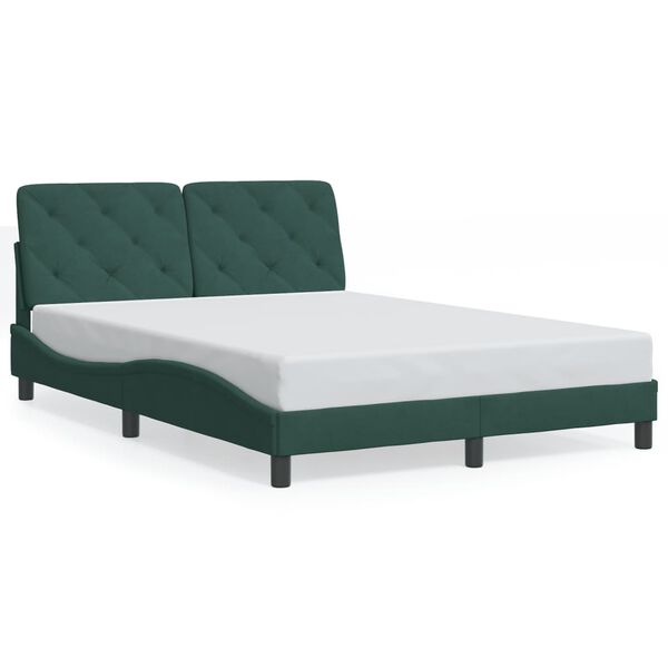 vidaXL Cadre de lit sans matelas vert fonc&eacute; 140x200 cm velours