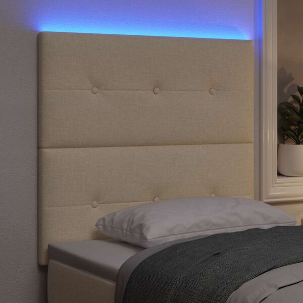 vidaXL T&ecirc;te de lit LED avec des lumi&egrave;res &agrave; LED Cr&egrave;me 80 cm Polyester