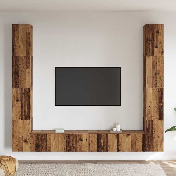 vidaXL Meubles TV muraux 6 pcs vieux bois bois d'ing&eacute;nierie