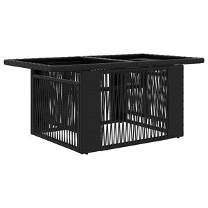 vidaXL Table de Jardin Noir 100 x 55 x 37 cm Rattan PE et Verre