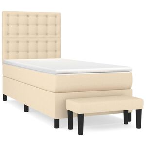 vidaXL Sommier &agrave; lattes de lit avec matelas Cr&egrave;me 90x200 cm Tissu