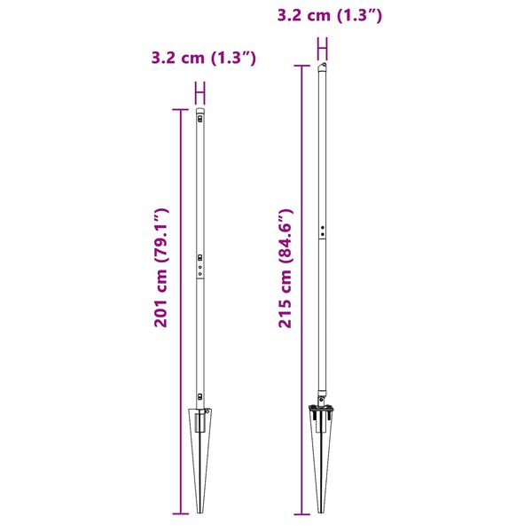 vidaXL Poteau de cl&ocirc;ture. Autre 26 pcs Gris 3,2 x 3,2 x 170 cm Acier