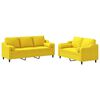 vidaXL Ensemble de canap&eacute;s 2 pcs avec coussins jaune clair tissu