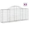 vidaXL Paniers &agrave; gabions arqu&eacute;s 3 pcs 200x30x80/100 cm Fer galvanis&eacute;
