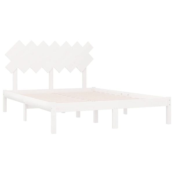 vidaXL Cadre de lit sans matelas blanc 140x190 cm bois massif