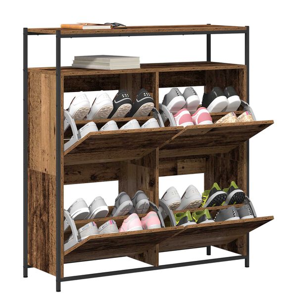 vidaXL Cabinet à chaussures avec étagère Bois ancien 100 x 34 x 112 cm
