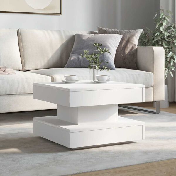 vidaXL Table basse rotative à 360 degrés blanc 50x50x34,5 cm