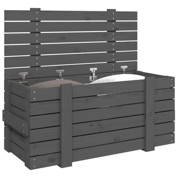 vidaXL Boîte de rangement Gris 91x40,5x42 cm Bois massif de pin