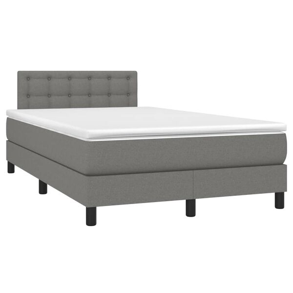 vidaXL Sommier &agrave; lattes de lit avec matelas Gris fonc&eacute; 120x200cm Tissu