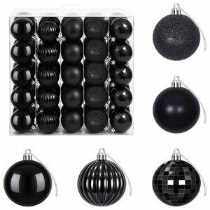 vidaXL Ensemble de boules de No&euml;l 75 pc Noir 6 cm Polystyr&egrave;ne