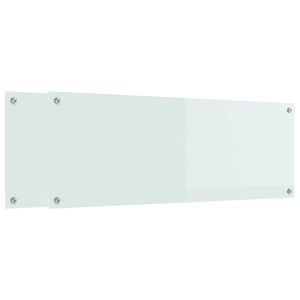 vidaXL Cr&eacute;dence de cuisine 2 pc Blanc 110 x 40 cm verre tremp&eacute;