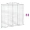 vidaXL Paniers &agrave; gabions arqu&eacute;s 8 pcs 200x30x180/200 cm Fer galvanis&eacute;