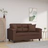 vidaXL Canap&eacute; 2 places oreillers et coussins Marron 120 cm Similicuir