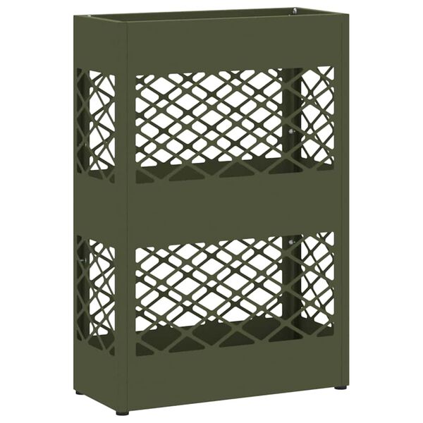 vidaXL Porte-parapluie avec stockage Vert olive 28 x 12 x 41 cm Acier