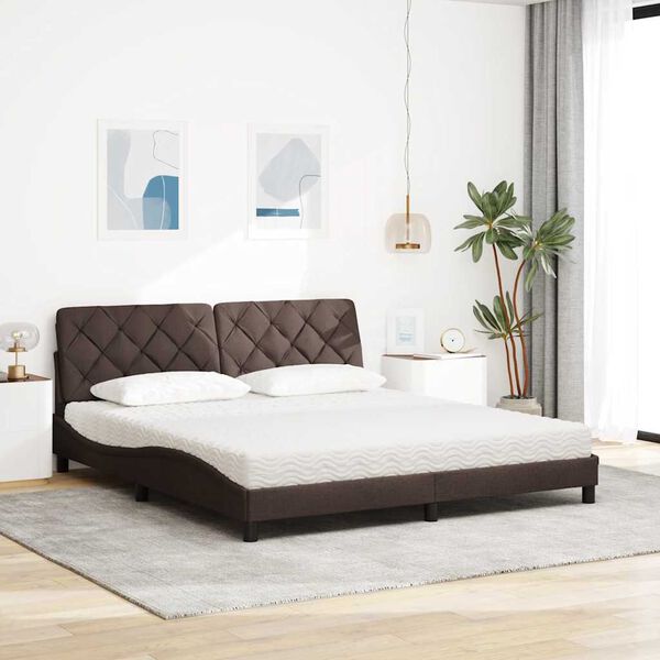 vidaXL Lit avec matelas marron fonc&eacute; 180x200 cm tissu