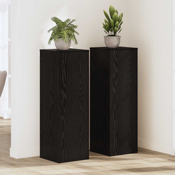 vidaXL Support de Plante 2 pcs Ch&ecirc;ne noir 33 x 33 x 100 cm