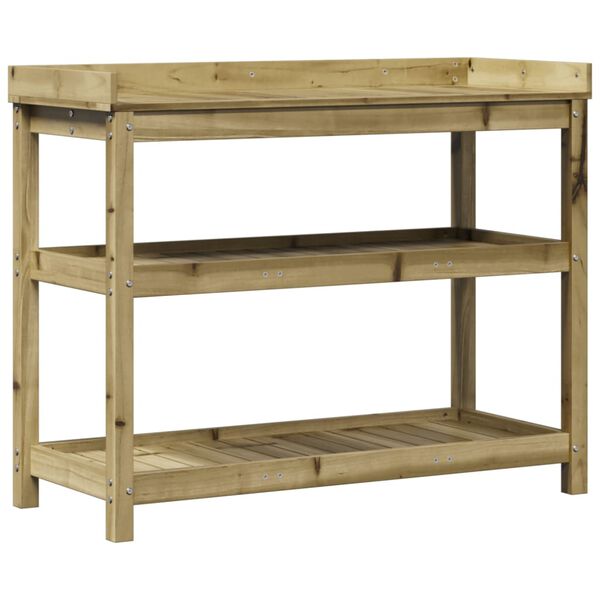 vidaXL Table de rempotage avec étagères 108x45x86,5 cm bois massif pin