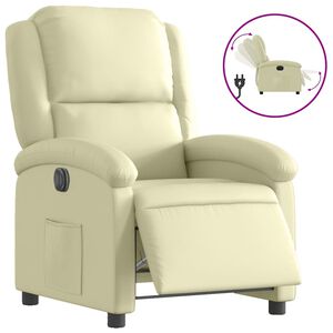 vidaXL Fauteuil inclinable &eacute;lectrique cr&egrave;me cuir v&eacute;ritable