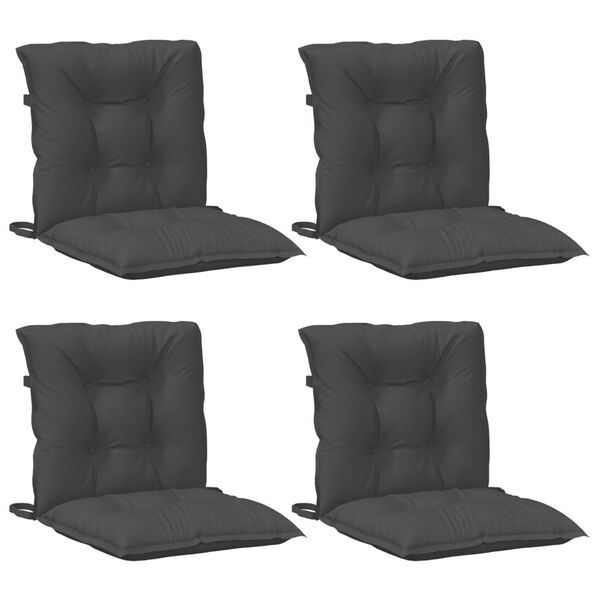 vidaXL Coussins de chaise &agrave; dossier bas lot de 4 anthracite m&eacute;lang&eacute;
