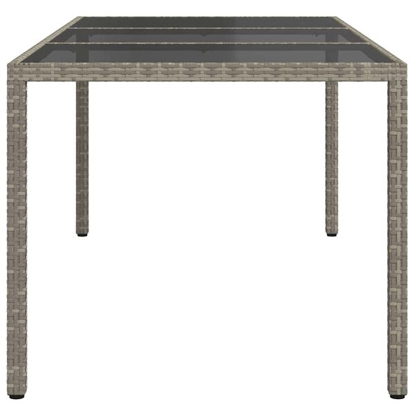 vidaXL Table de jardin Gris 190x90x75 cm Verre tremp&eacute;/r&eacute;sine tress&eacute;e
