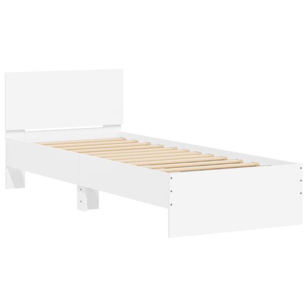vidaXL Cadre de lit sans matelas avec lumi&egrave;res LED blanc 90x190 cm