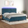 vidaXL Sommier &agrave; lattes de lit matelas et LED Bleu fonc&eacute; 200x200 cm