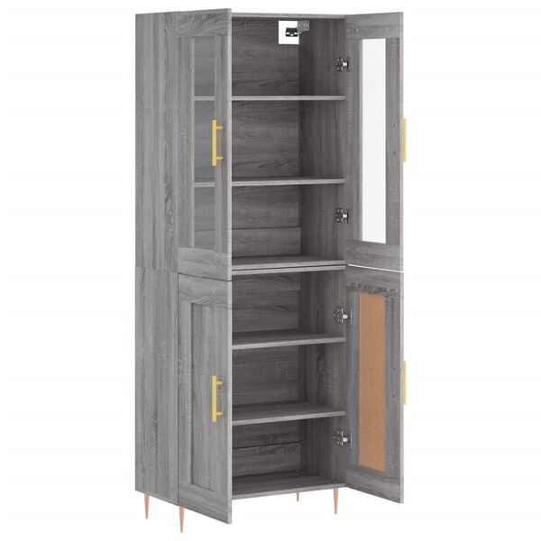 vidaXL Buffet haut Sonoma gris 69,5x34x180 cm Bois d'ing&eacute;nierie
