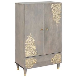 vidaXL Haut Armoire Gris et Or 60 x 33 x 100 cm Bois de mangue massif