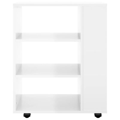 vidaXL Armoire à roulettes Blanc brillant 60x35x75cm Bois d’ingénierie