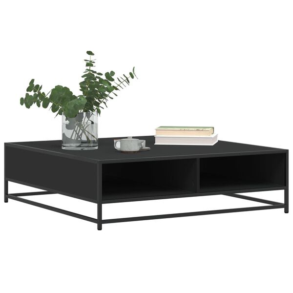 vidaXL Table basse noir 100x100x30 cm bois d'ing&eacute;nierie et m&eacute;tal