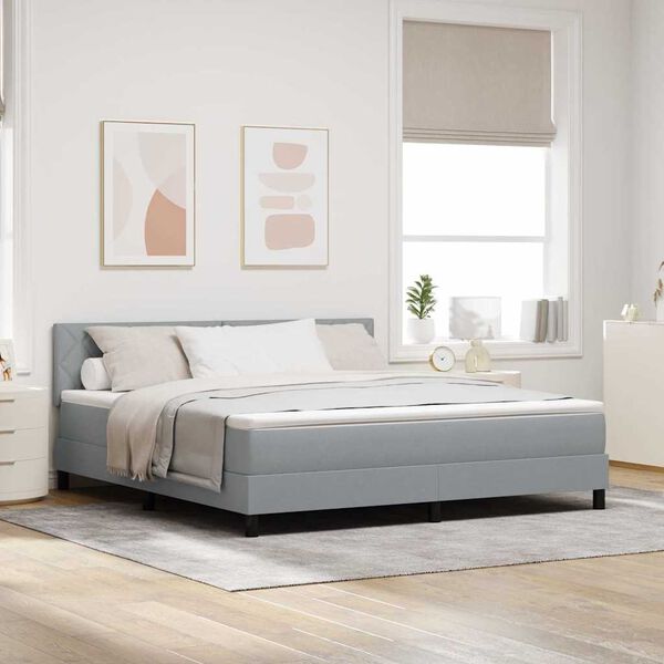 vidaXL Lit &agrave; ressorts avec matelas Gris clair 180 x 200 cm tissu