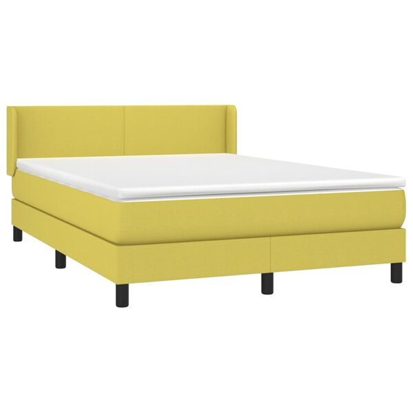 vidaXL Sommier &agrave; lattes de lit avec matelas Vert 140x200 cm Tissu