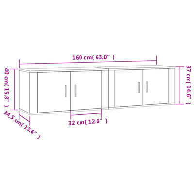 vidaXL Meubles TV muraux 2 pcs chêne marron 80x34,5x40 cm