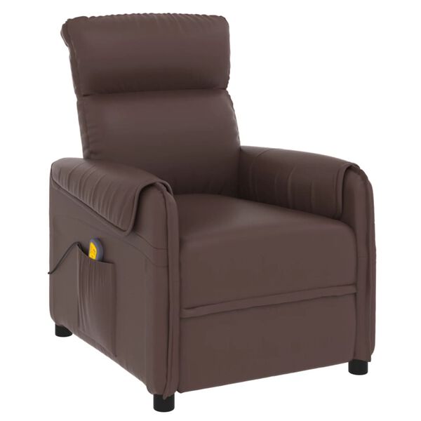 vidaXL Fauteuil de massage Marron Similicuir