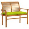 vidaXL Banc de jardin avec coussin vert vif 112 cm Bois de teck massif