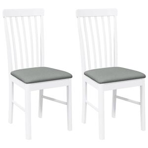 vidaXL Chaises &agrave; manger coussins 2 pcs blanc bois massif caoutchouc