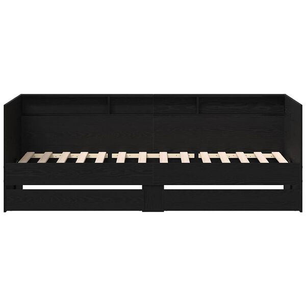 vidaXL Lit d'appoint Ch&ecirc;ne noir 75 x 190 cm Bois d'ing&eacute;nierie