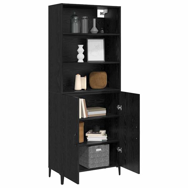 vidaXL Haut Armoire Ch&ecirc;ne noir 69,5 x 32,5 x 180 cm Bois d'ing&eacute;nierie