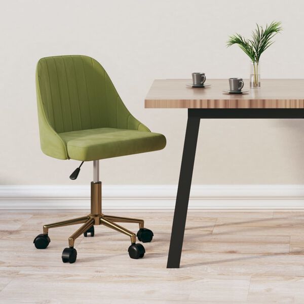vidaXL Chaise pivotante de salle &agrave; manger Vert clair Velours