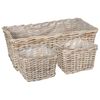 vidaXL Panier de plantation 3 pi&egrave;ces Gris naturel Rattan Kubu