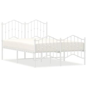 vidaXL Cadre de lit m&eacute;tal sans matelas et pied de lit blanc 120x200 cm