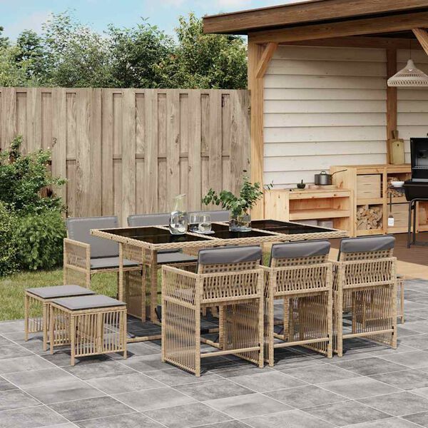 vidaXL Ensemble &agrave; manger de jardin et coussins 11 pcs m&eacute;lange beige